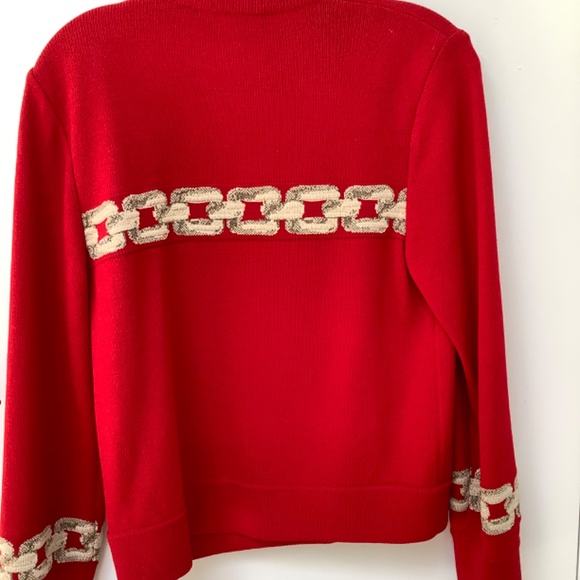 St. John red knit skirt and top set - Picture 1 of 8